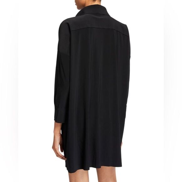 Norma Kamali Boxy Coverup Beach Shirt Tunic Dress Large Black Stretch Jersey - Picture 2 of 13